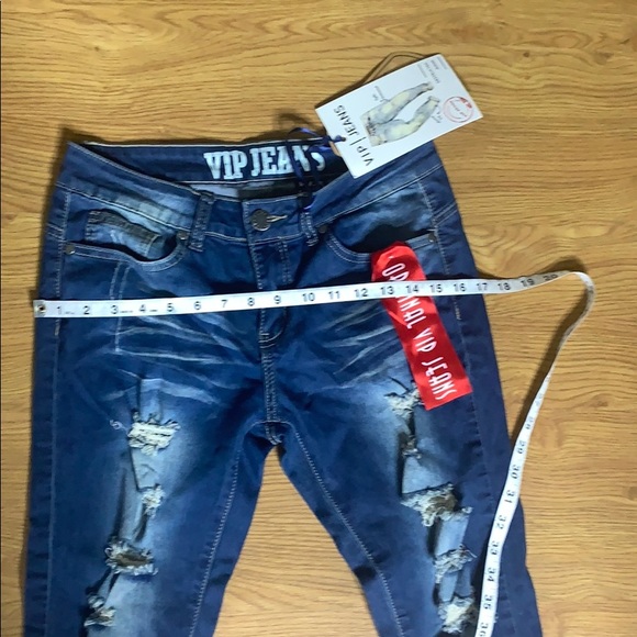 VIP Blue Distressed Jeans Skinny Leg Stretch 9/10 - Picture 4 of 7